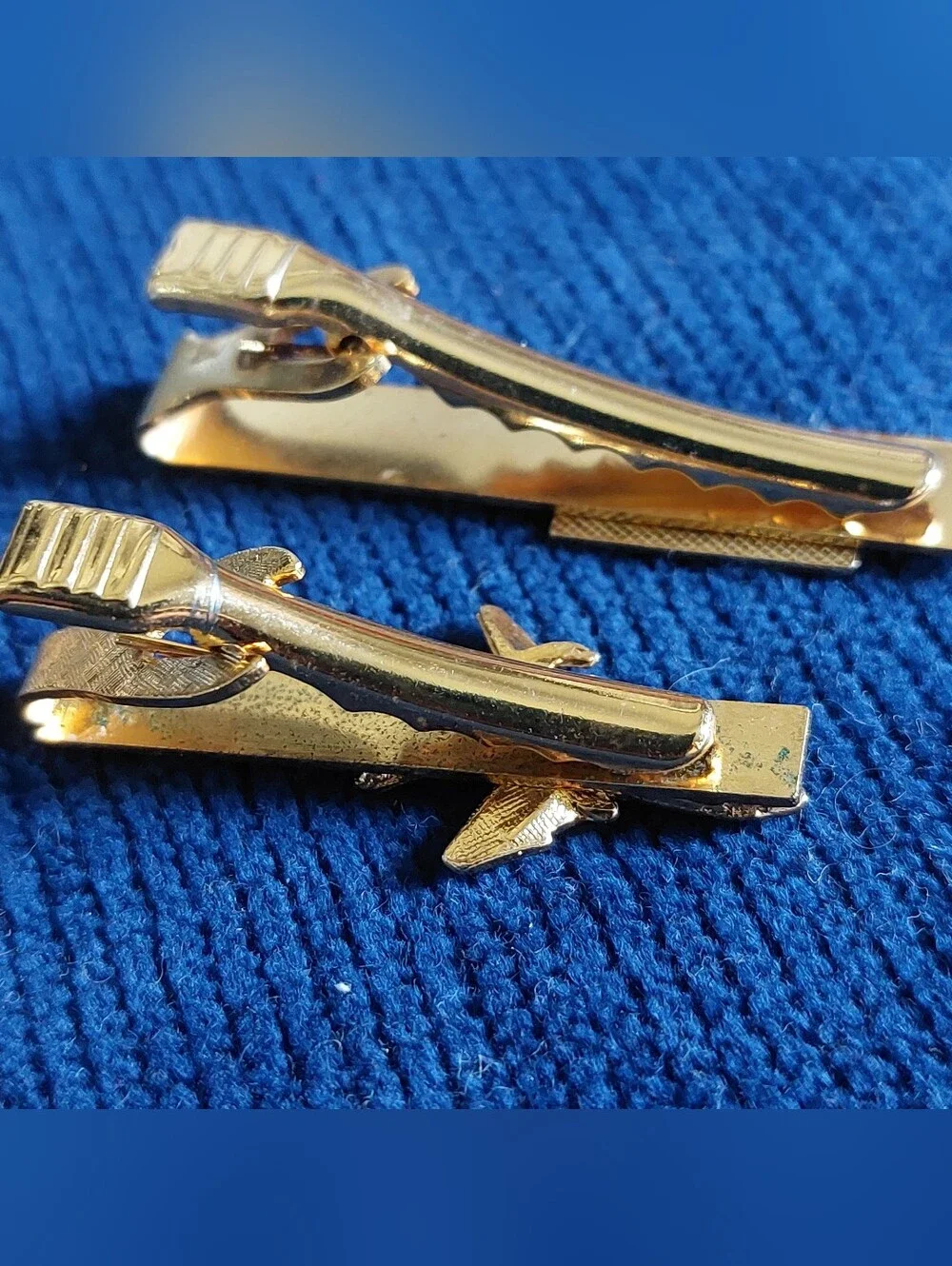 Vintage USA Flag / Jet Plane Tie Clips, Estate Jewelry, Lot of 2 Pieces